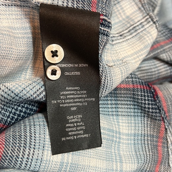 BARBOUR Kickstart Long Sleeve Plaid Pale Sky Shirt - Picture 10 of 11